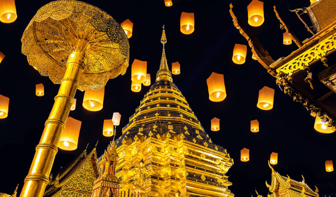 Loy Krathong light festival, Chiang Mai, Thailand
