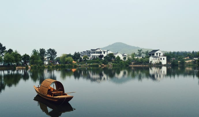 Beautiful lake town in China