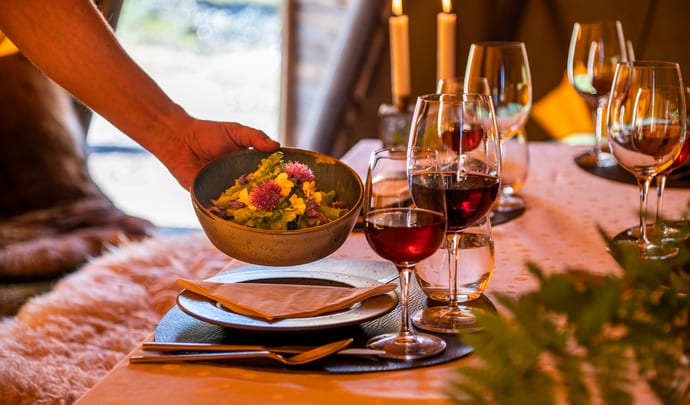 dinner at kiattua camp in greenland