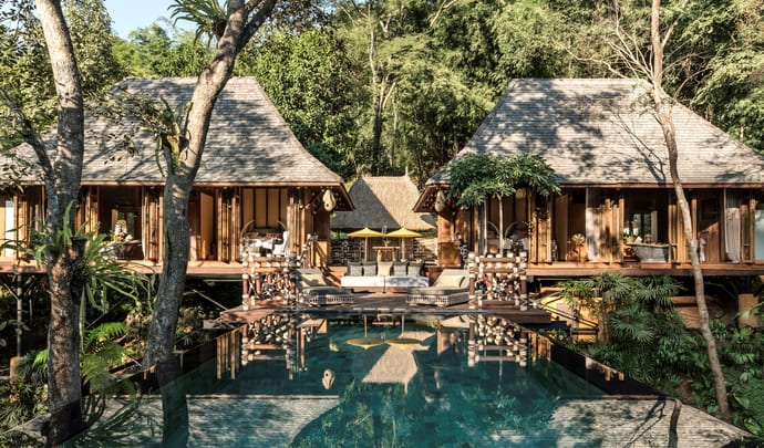 Four Seasons Tented Camp swimming pool in chiang rai in thailand