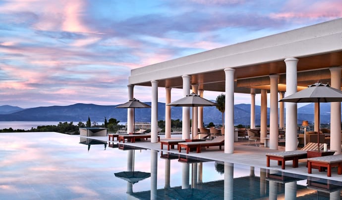 Amanzoe sea view from the pool