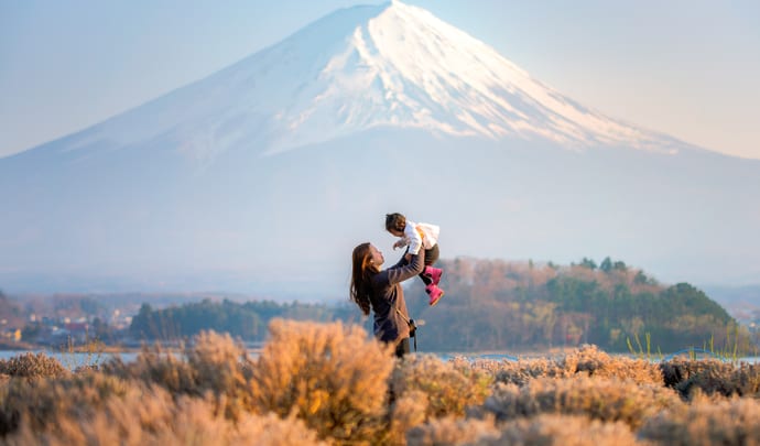 Mom and daughter in Japan