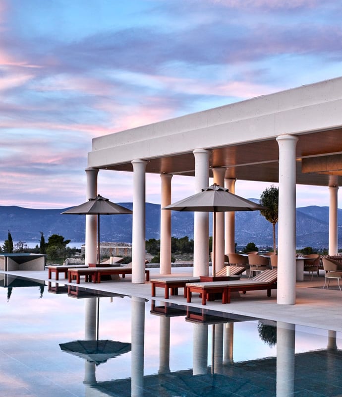 Amanzoe sea view from the pool