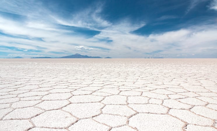 The barren landscapes of the salt flats in Bolivia, South America