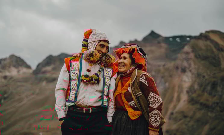 Peruvian people smiling in the mountains, Peru