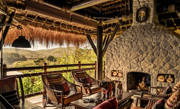 Four Seasons Tented Camp living room in chiang rai in thailand