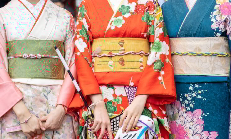 Three women in kimono, Japan