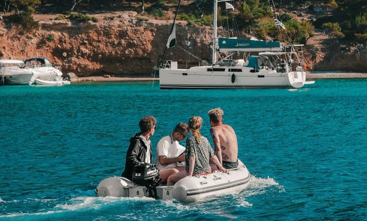 Family on a boat near Athens