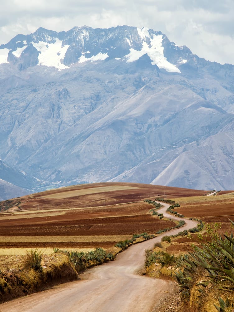 Deserted Road Sacred Valley mountain scenery landscape in peru