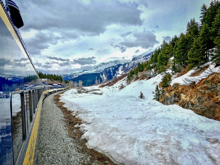 Alaska Railroad train through the countryside