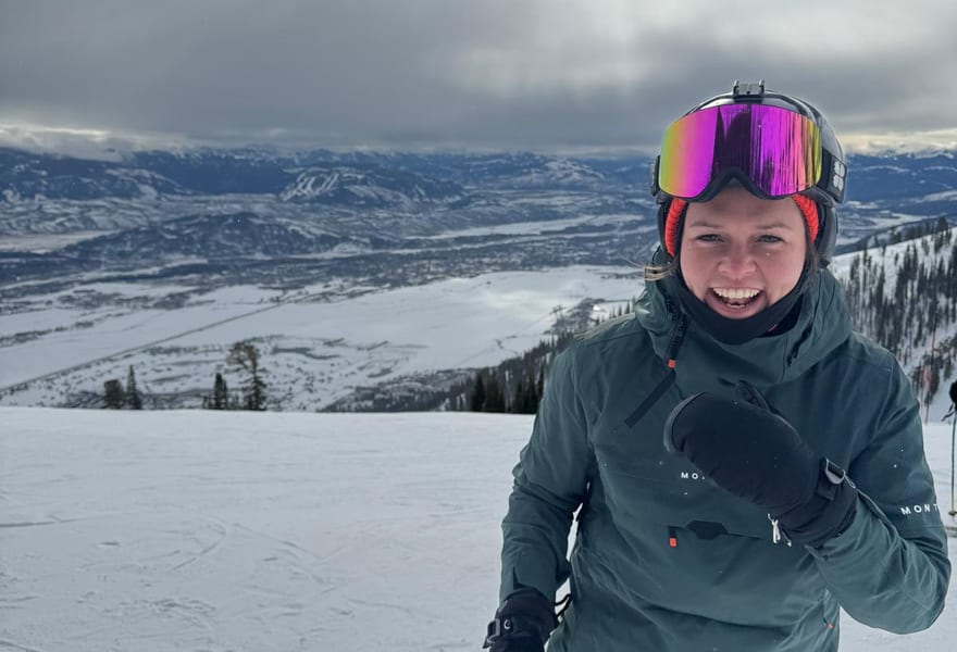 Amy robertson snowboarding in Jackson Hole