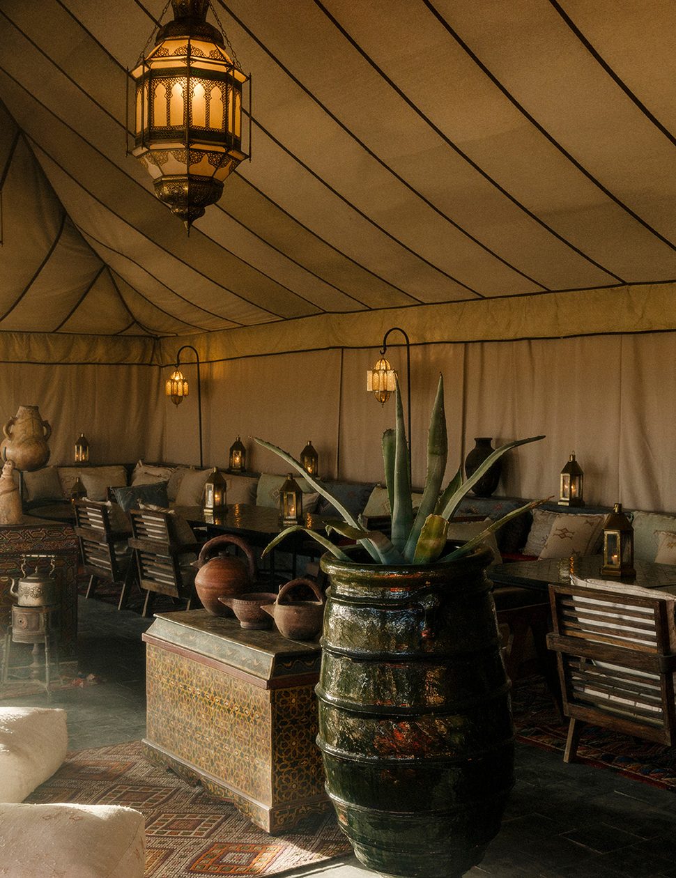caravan by habitas agafay berber lounge area in the agafay desert in morocco