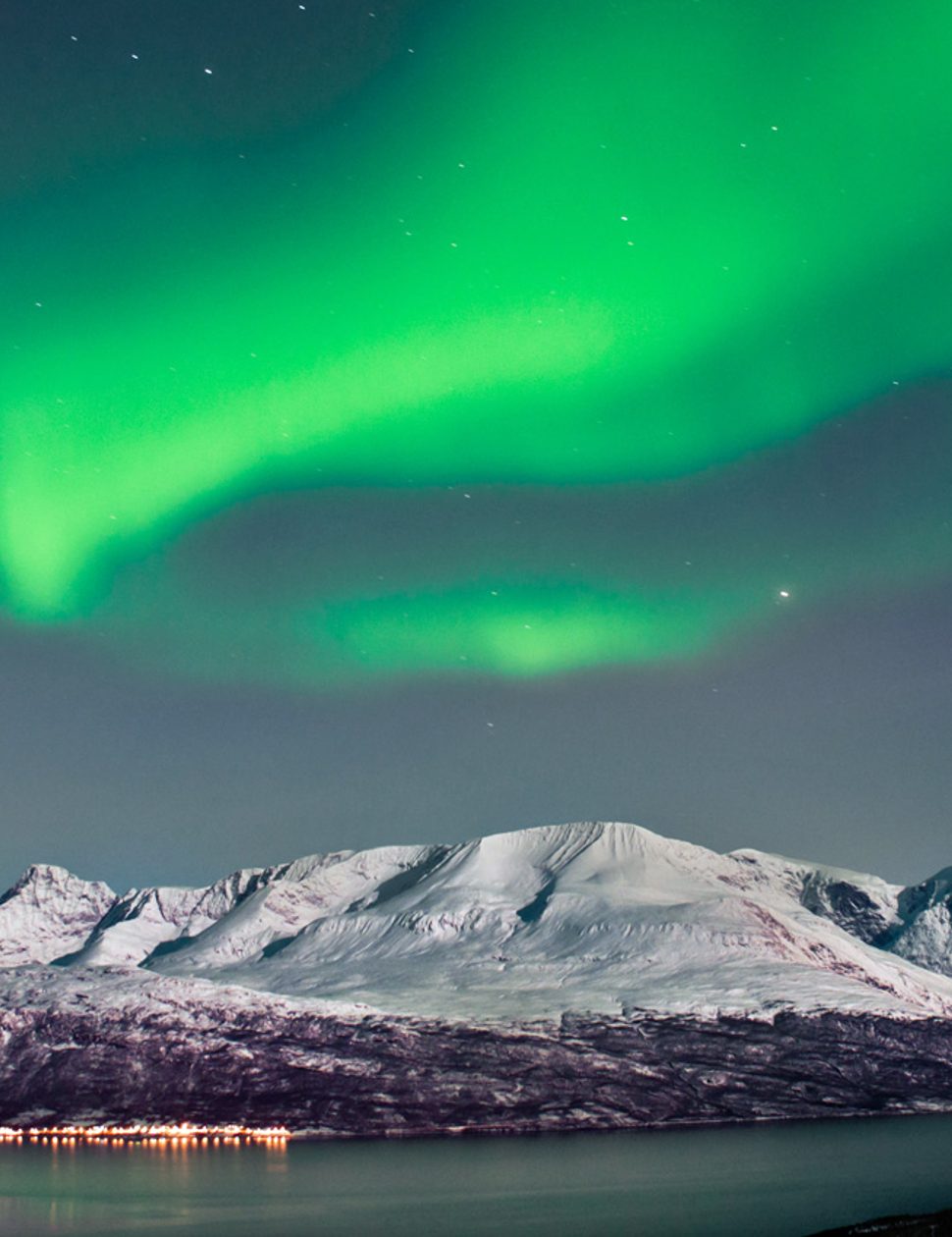 aurora over the fjords in norway