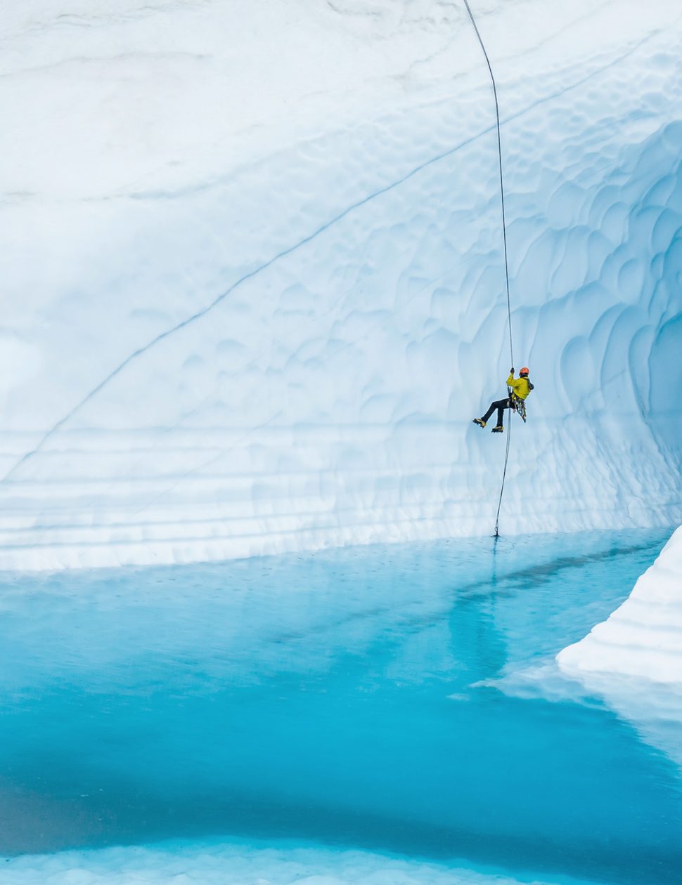 Rappelling in Alaska