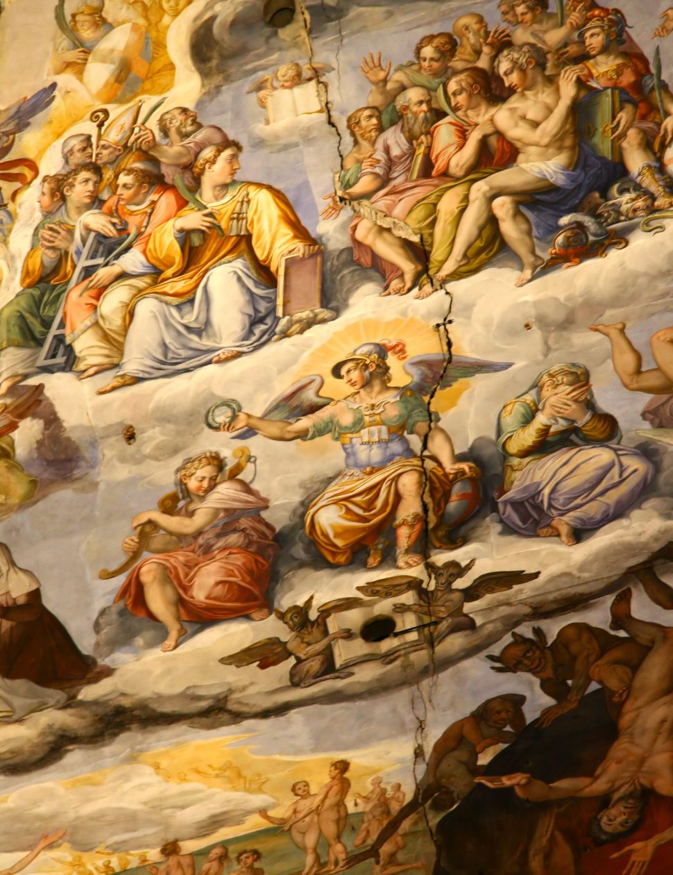 painting in florence cathedral in tuscany in italy