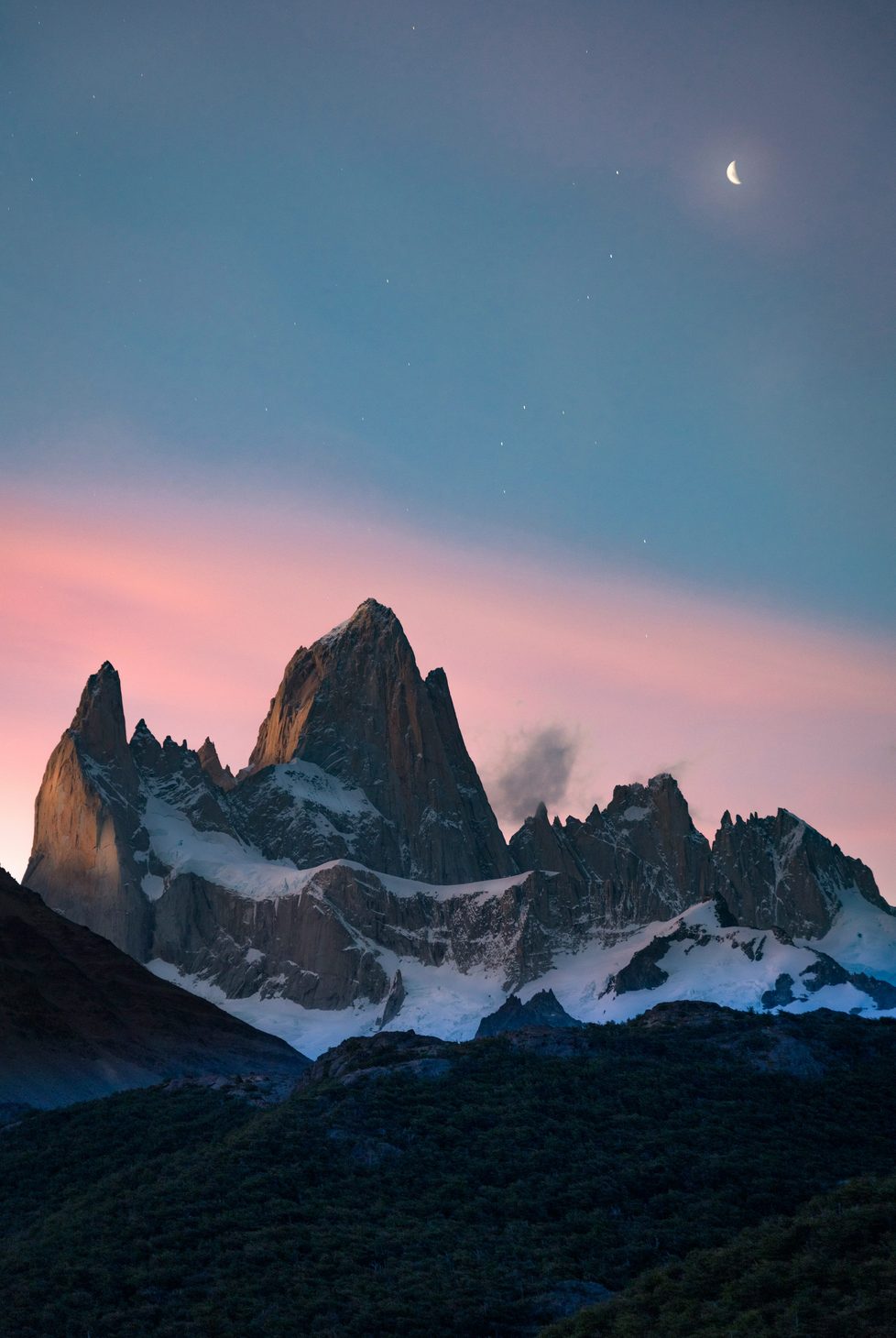 Patagonia with the sun setting behind
