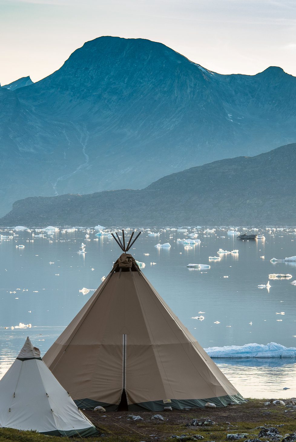 icebergs at kiattua luxury camp in greenland