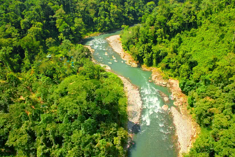 pacuare river rio forest aerial view in costa rica
