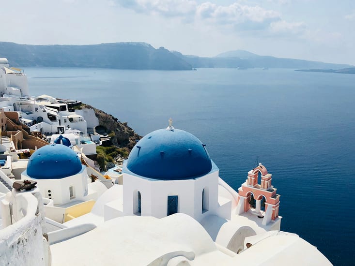 The blue rooftops of Santorini