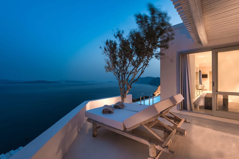 Andronis luxury suites balcony at sunset