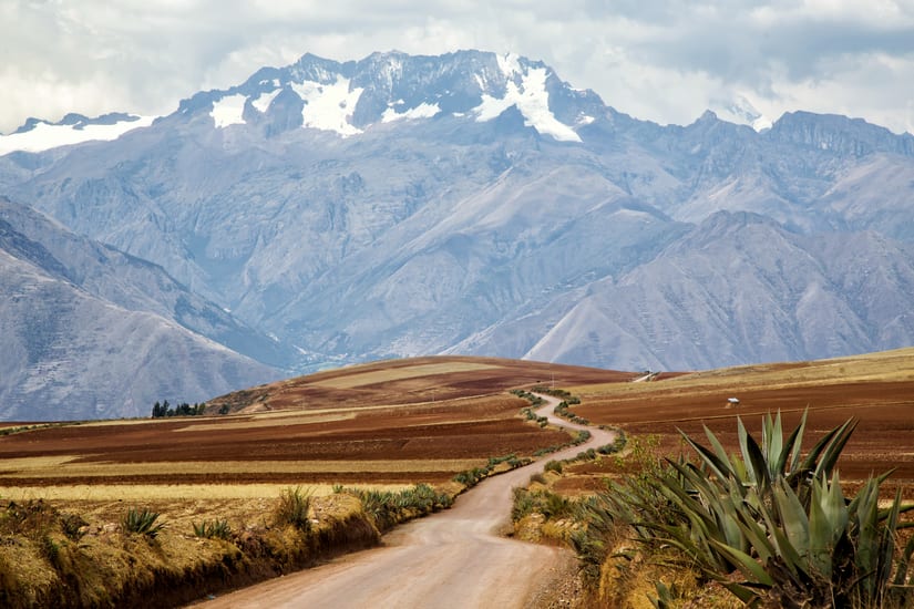Deserted Road Sacred Valley mountain scenery landscape in peru