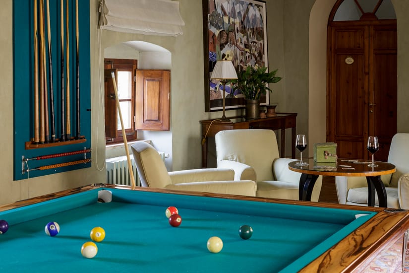 Billiard room at Borgo Pignano