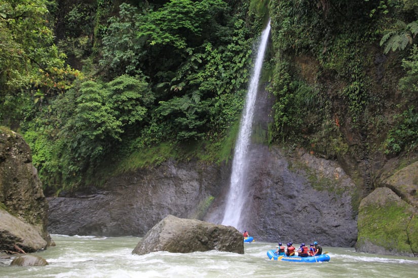 White water rafting down the river in costa rica