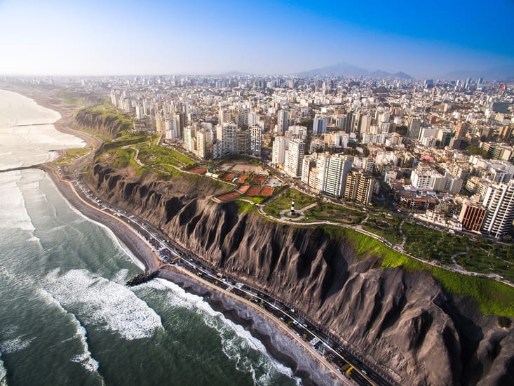 aerial view lima city skyline in peru