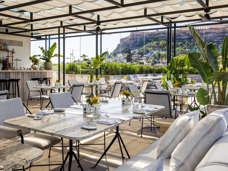 rooftop restaurant at the dolli in athens in greece