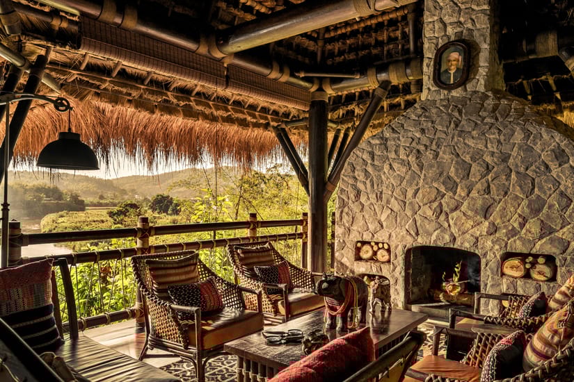 Four Seasons Tented Camp living room in chiang rai in thailand