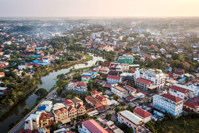 siem reap aerial view in cambodia