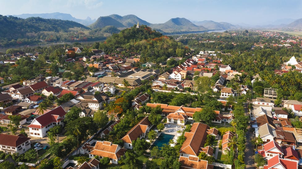 Amantaka hotel aerial view in luang prabang in Laos
