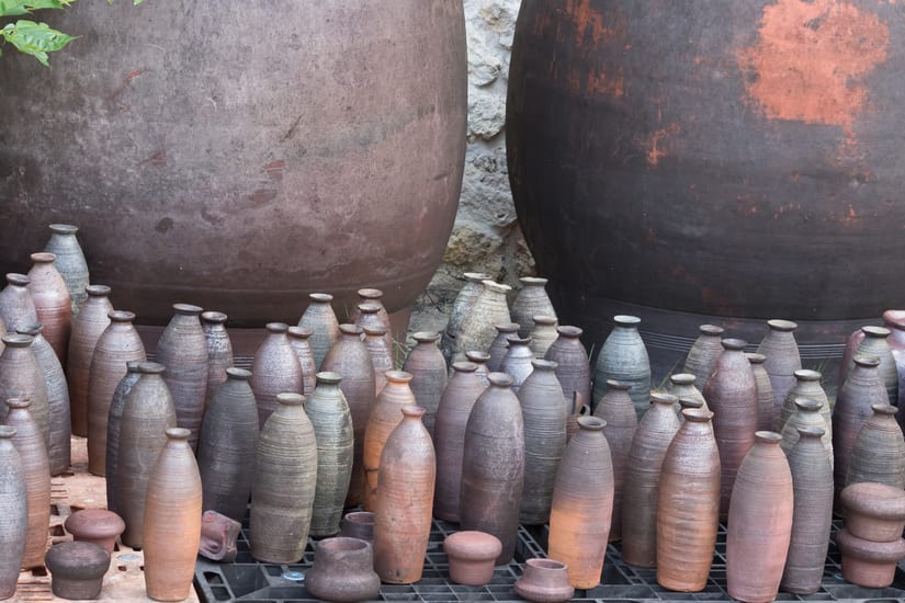 awamori jars in okinawa in japan