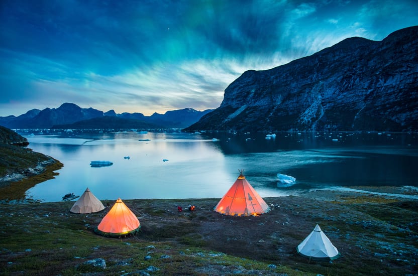 evening at camp kiattua in greenland