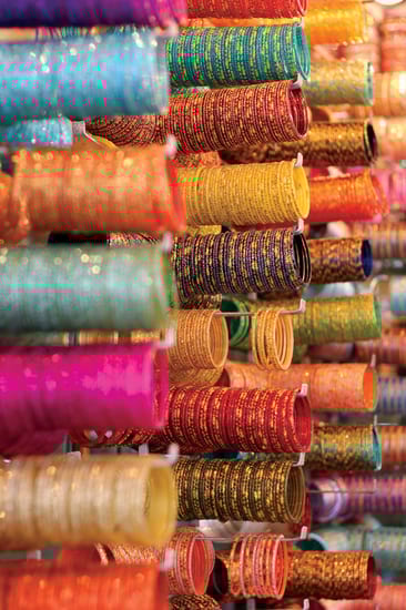 bracelets in a bazaar in jaipur in india