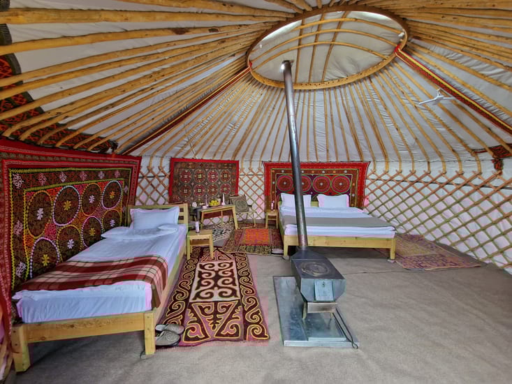 ger interior in orkhon valley in mongolia