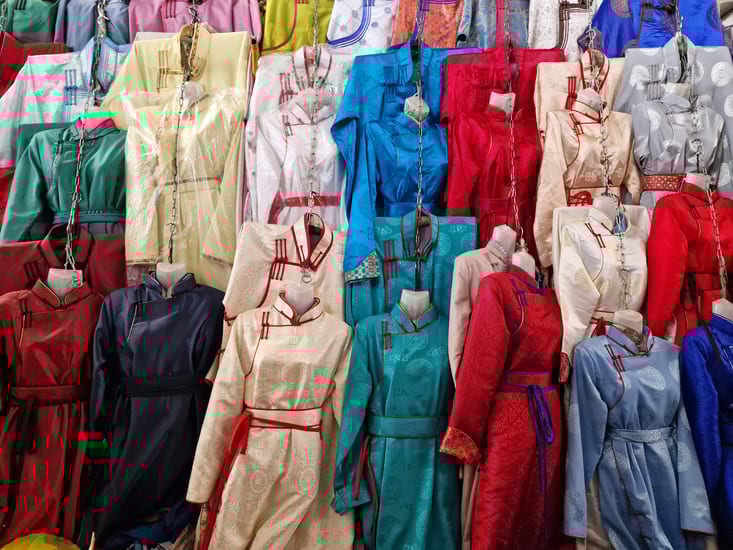 traditional mongolian clothing in ulaanbaatar in mongolia