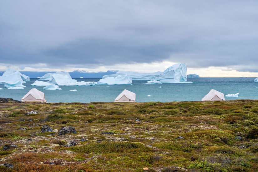 camp saqqaq landscapes in disko bay in greenland