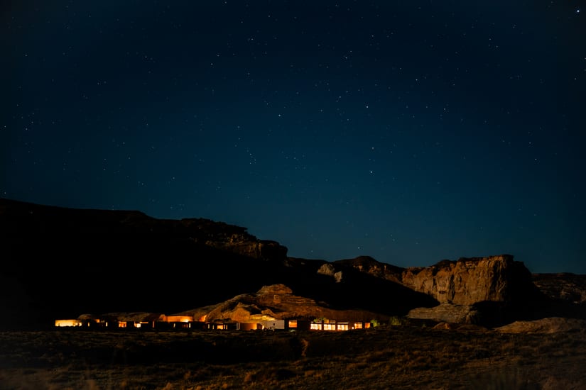 Amangiri hotel at night in canyon point in utah in usa