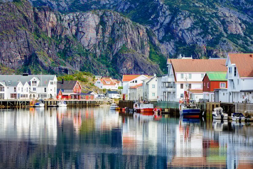 houses and boats in Henningsvær in norway