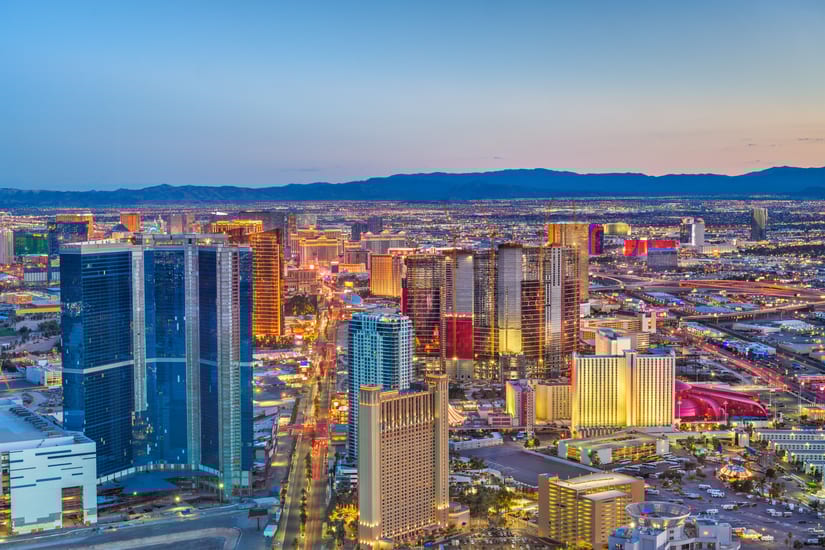 las vegas skyline in nevada in usa