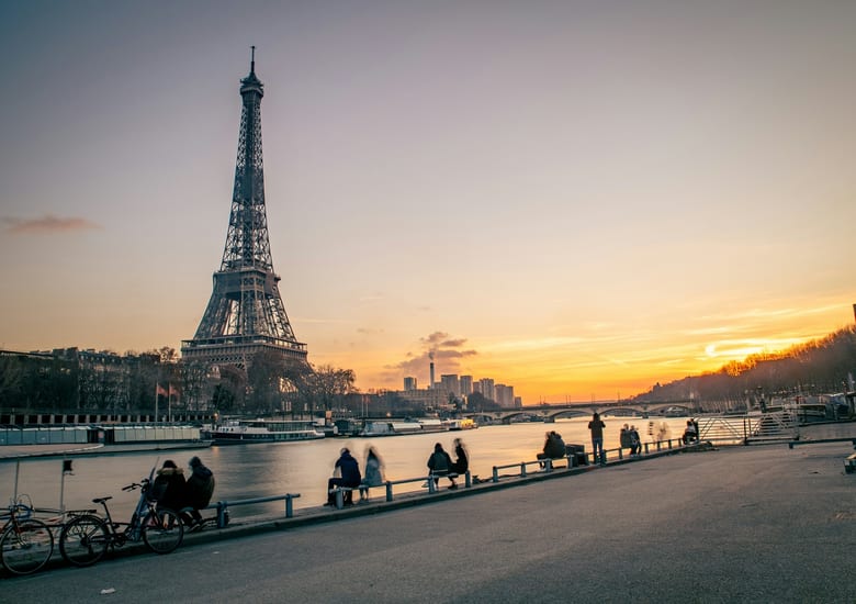 Paris at sunset over the Seine